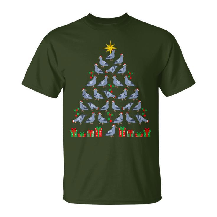 Christmas Tree Doves Pigeon Breeder Christmas T-Shirt