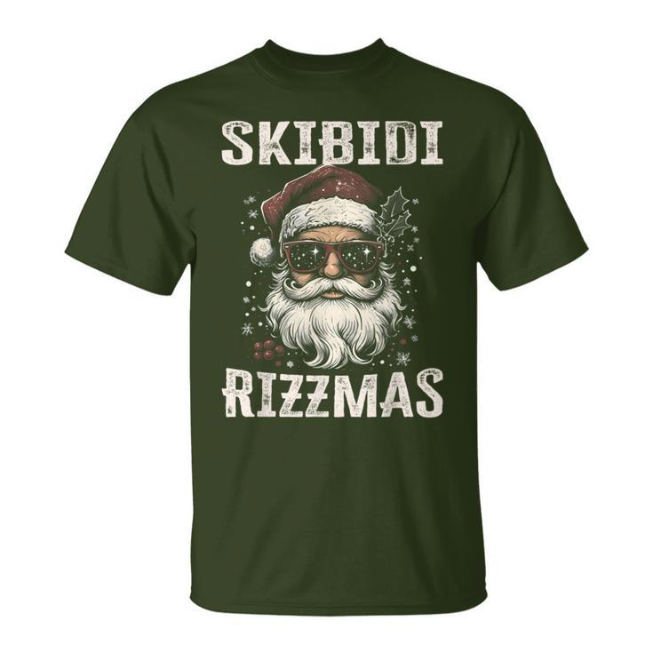 Cool Santa Claus With Sunglasses Skibidi Rizzmas T-Shirt