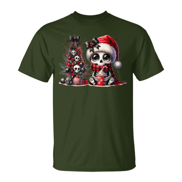 Cute Skeleton Skull Christmas Gothic Christmas Tree T-Shirt