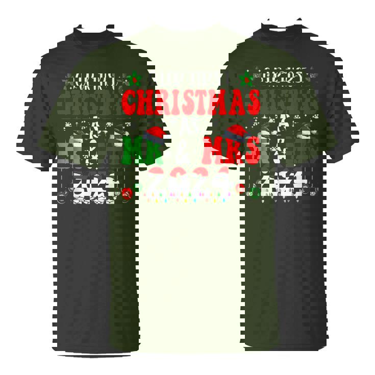 Our First Christmas As Mr And Mrs Married Couple Pajamas T-Shirt