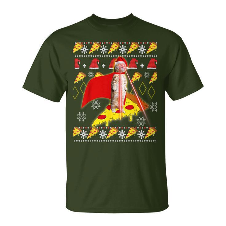 Cat Pizza Ugly Christmas Jumper Party Outfit T-Shirt