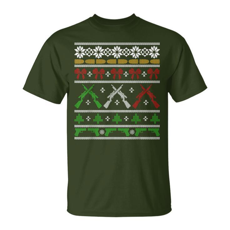 Guns For Christmas Ugly Sweater Gun Right Hunting Military T-Shirt