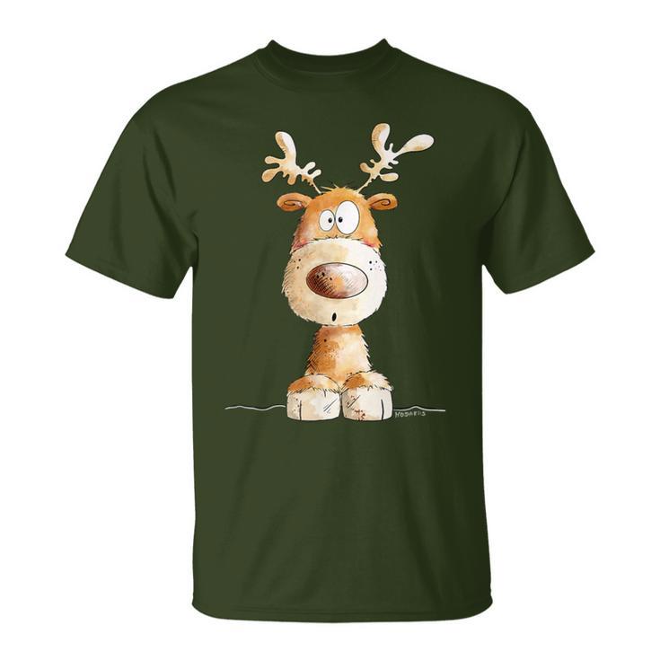 Happy Reindeer I Deer Wild Animal Elk Christmas Fun T-Shirt