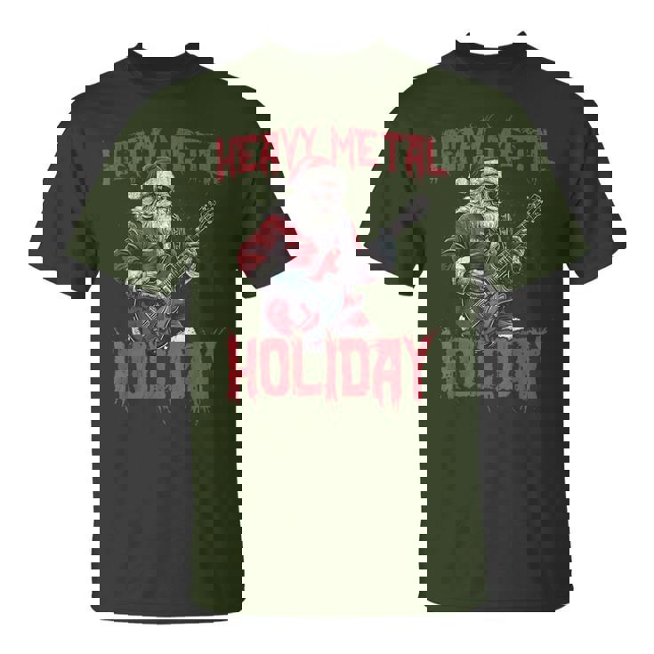 Heavy Metal Santa Claus Rock Holiday Navidad Música Rock Camiseta unisex