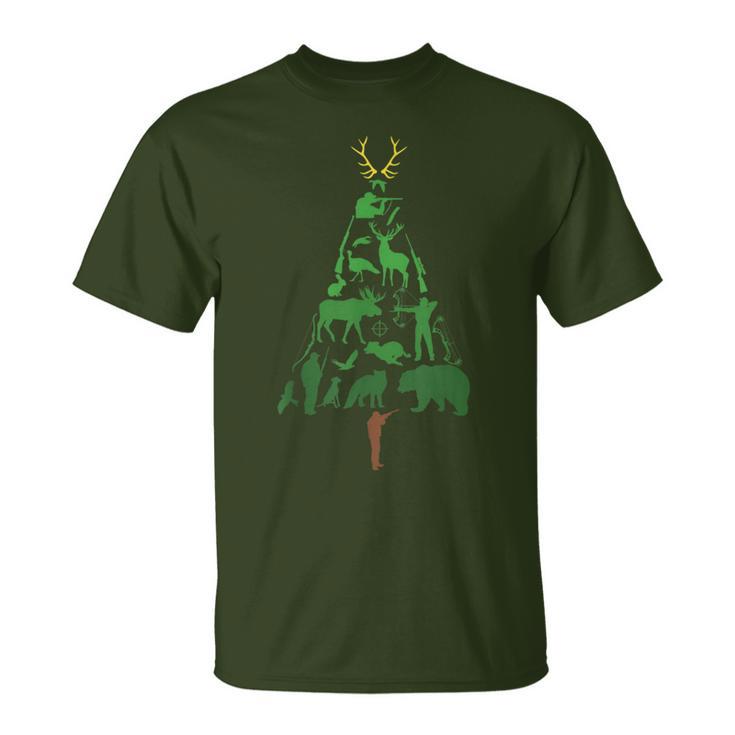 Hunter Hunting Christmas Tree Christmas Outfit Christmas T-Shirt