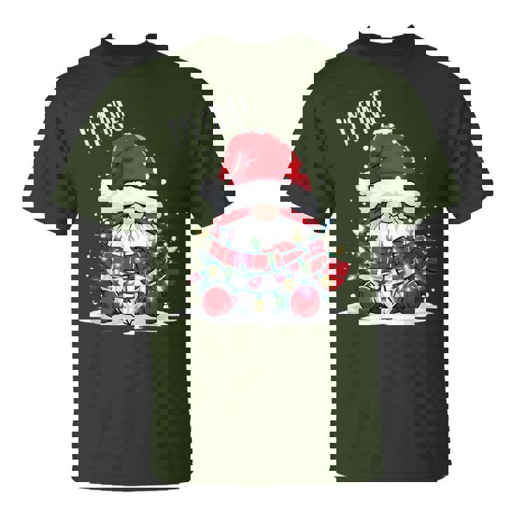 I'm Fine Christmas Gnome Tangled Lights Xmas Holiday Men's T-shirt