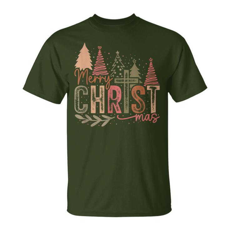 Merry Christmas Christian Christmas Tree T-Shirt