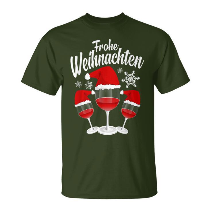 Merry Christmas Wine Red Wine Glass With Christmas Hat T-Shirt