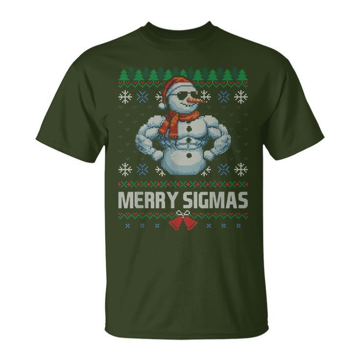 Merry Sigmas Bruh Snowman Sigma Male Skibidi Christmas T-Shirt