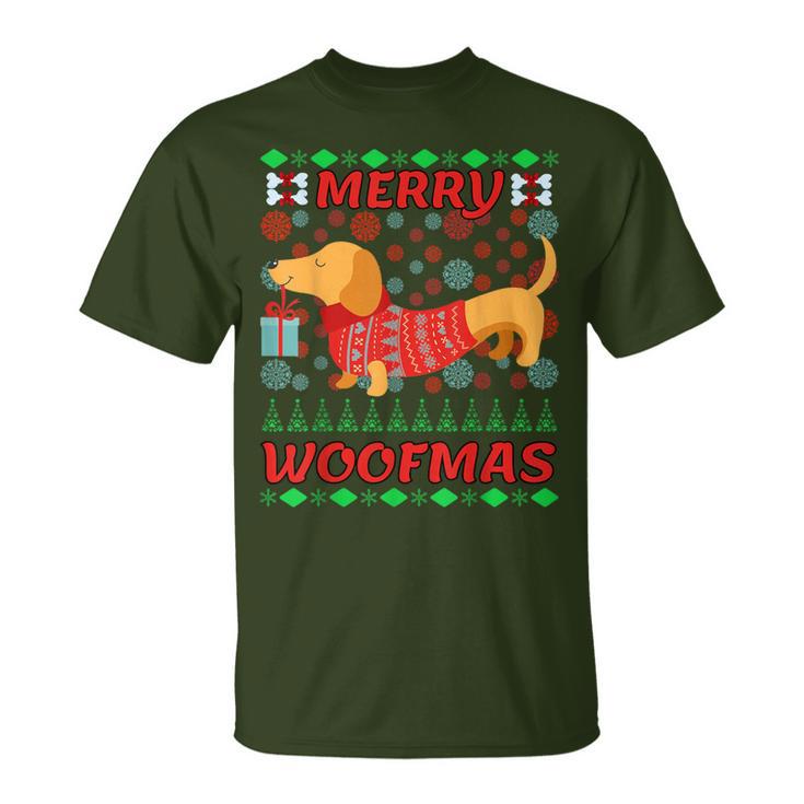 Merry Woofmas Dachshund Christmas Jumper T-Shirt