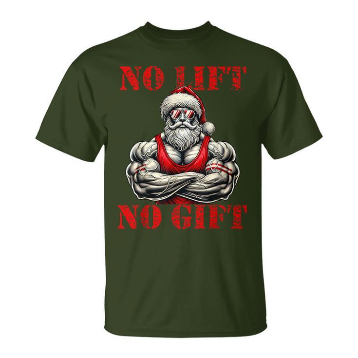 No Lift No Fitness Santa Muscle Christmas T-Shirt