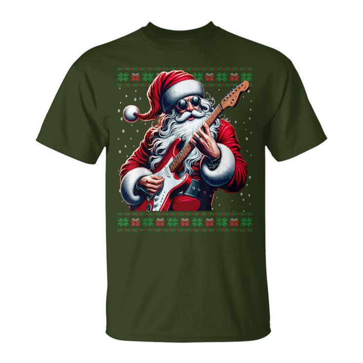 Santa Claus Guitar Ugly Christmas Jumper T-Shirt