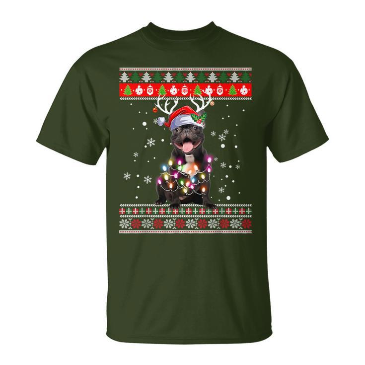 Ugly Christmas Jumper French Bulldog Dog Puppy Christmas Pajamas T-Shirt