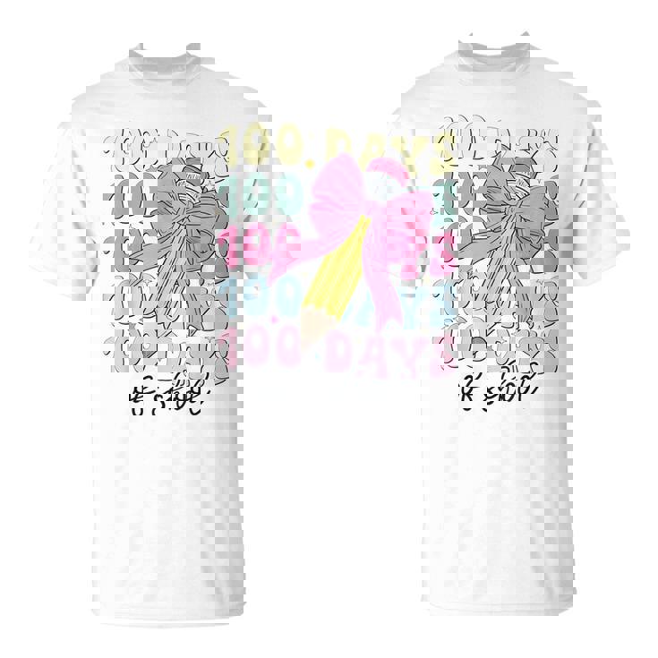 100 Days Of School Girls Coquette Bow 100Th Day Of School T-Shirt