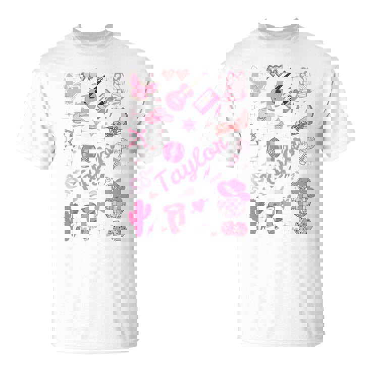 Birthday Girl Groovy Taylor First Name Personalized Heart T-Shirt