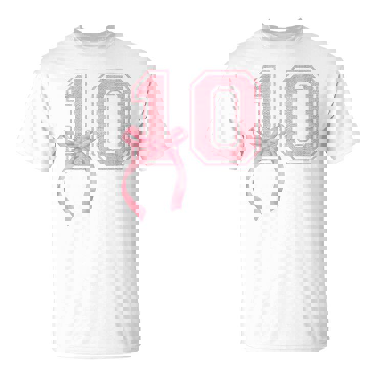 Birthday Girl Pink Coquette Bow 10 Year Old Aesthetic Girly T-Shirt