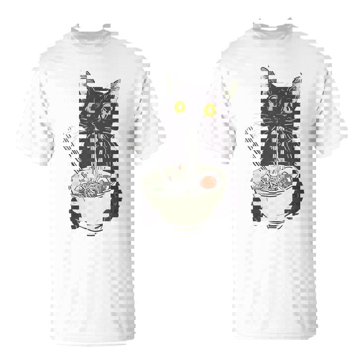 Cat Eating Ramen Vintage Japanese Noodles T-Shirt