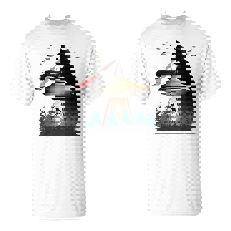 Cat Laser Eye Alien Ufo For Cat Mom Cat Dad Cat Lover T-Shirt
