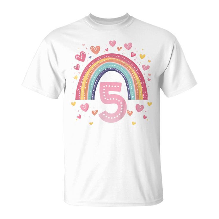 Children's Birthday 5 Girls Rainbow Fairy Fifth 5 Years Old T-Shirt