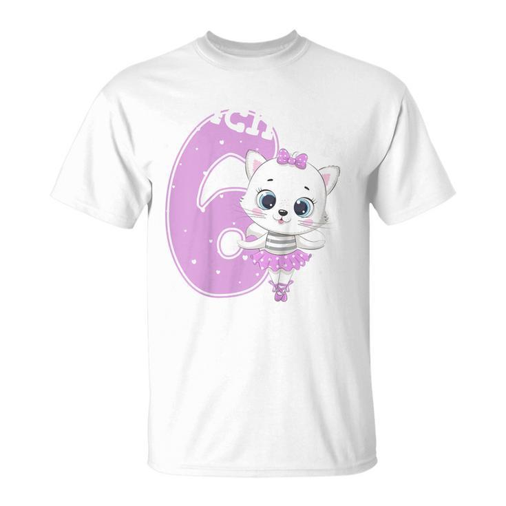 Children's Kitten Birthday Cat 6 Birthday Girls 6 Years T-Shirt