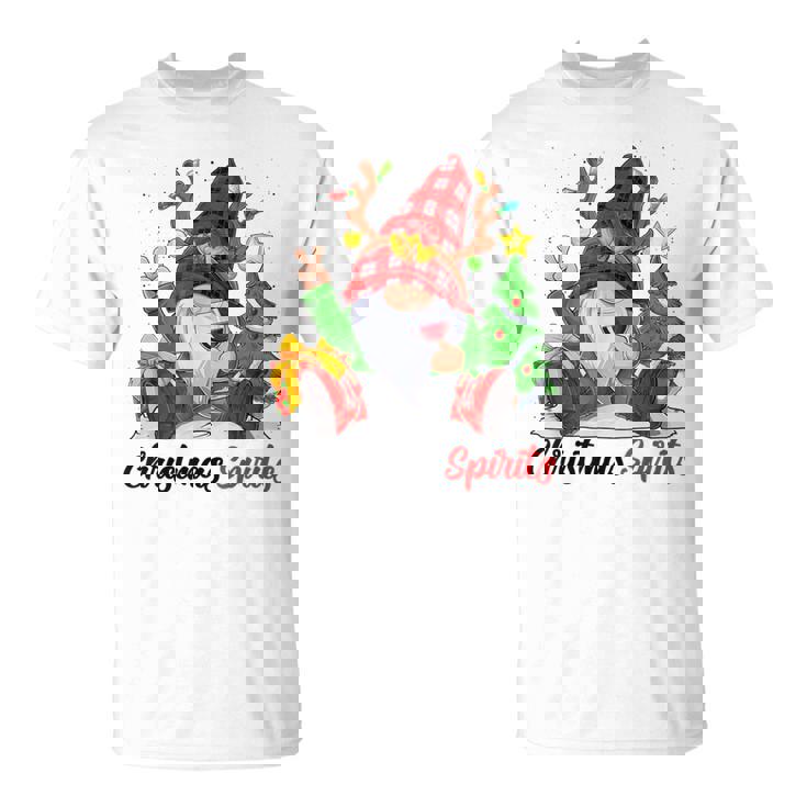 Christmas Spirits Gnome With Wine Family Christmas Women T-Shirt