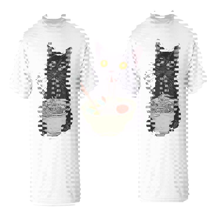 Cat Eating Ramen Vintage Japanese Noodles T-Shirt