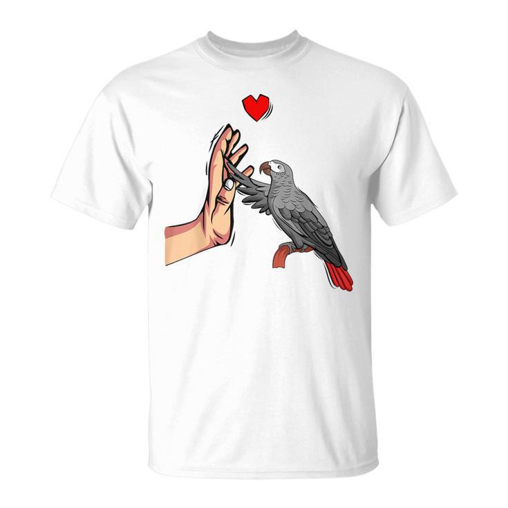 Grey Parrot Love Parrot Heart Bird T-Shirt