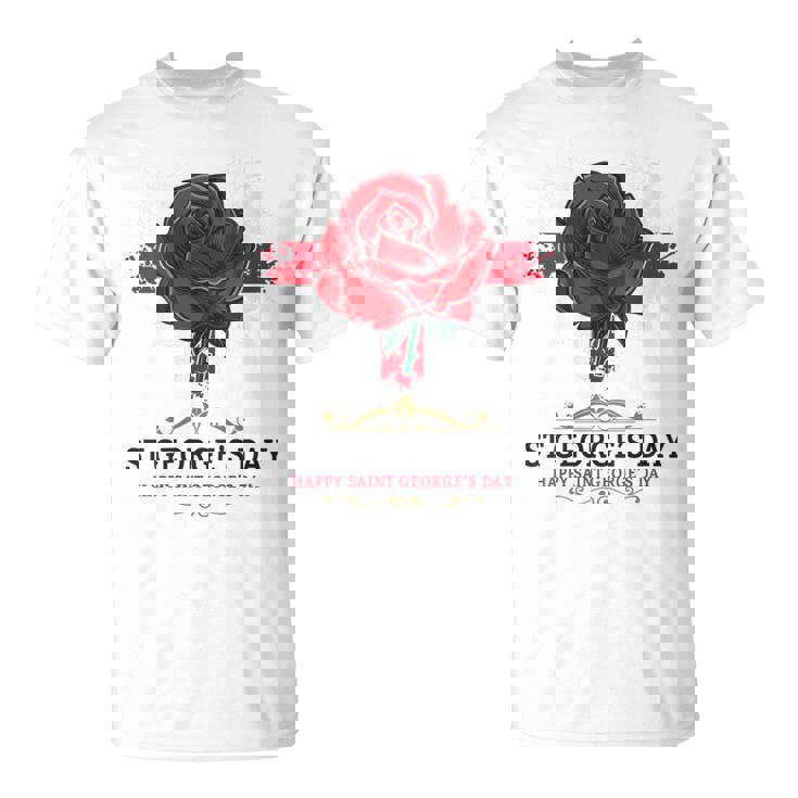 Idea De Traje Para El Día De San Jorges Para Niños Con Rosa Y Bandera Inglesa Cuello Camiseta unisex