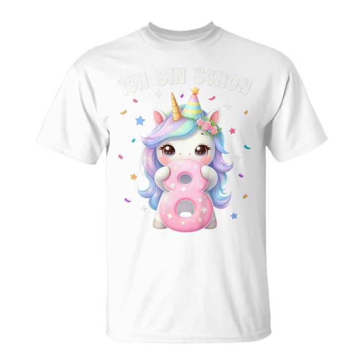 Kinder 8 Geburtstag Mädchen 8 Jahre Einhorn Party Outfit Einhorn T-Shirt