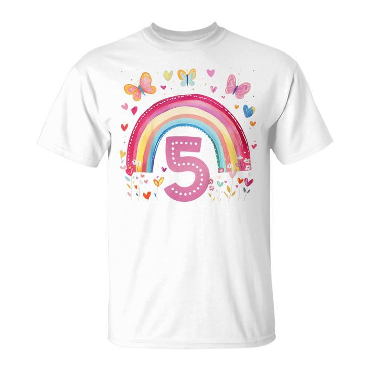 Kinder Geburtstag 5 Mädchen Regenbogen Fee Fünfter 5 Jahre Alt T-Shirt