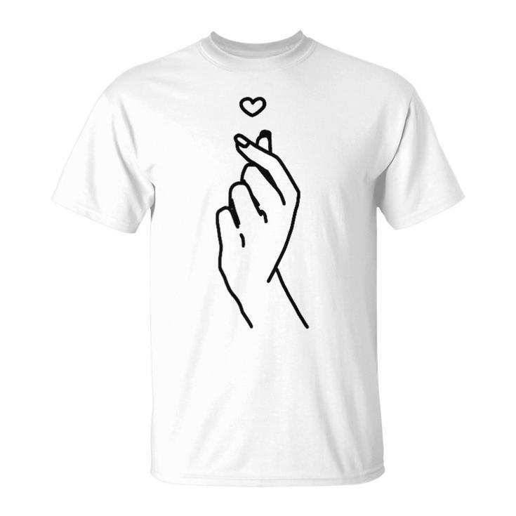 Korean Finger Heart Korean Graphic Kpop Love K-Pop Merch T-Shirt