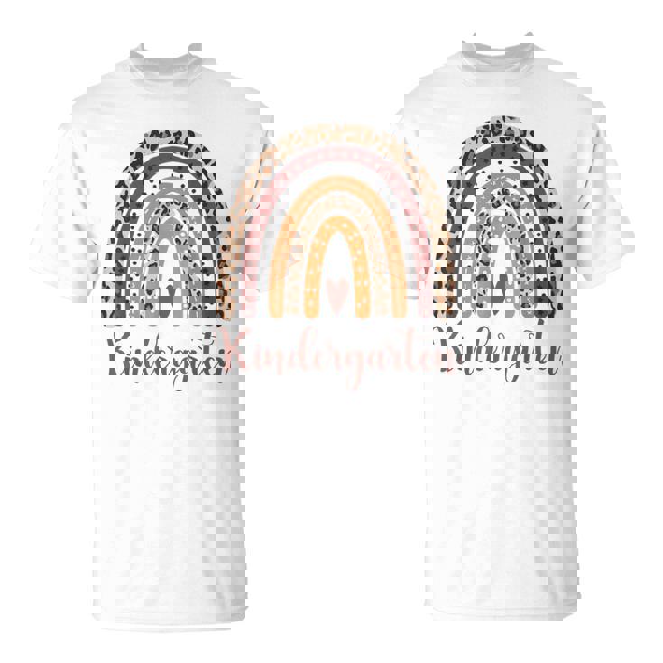 Maternelle En Forme De Cœur Pour Enseignant Motif Léopard Arc-En-Ciel T-Shirt