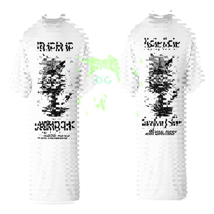 Mental Health Warrior Awareness Black Cat Brain Illness T-Shirt