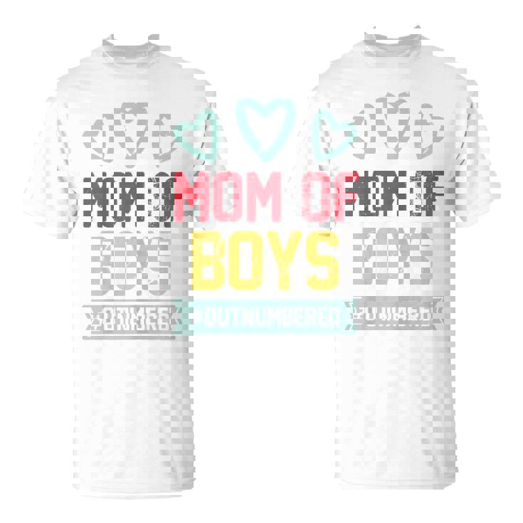 Mom Of Boys Outnumbered Mom Parents  T-Shirt