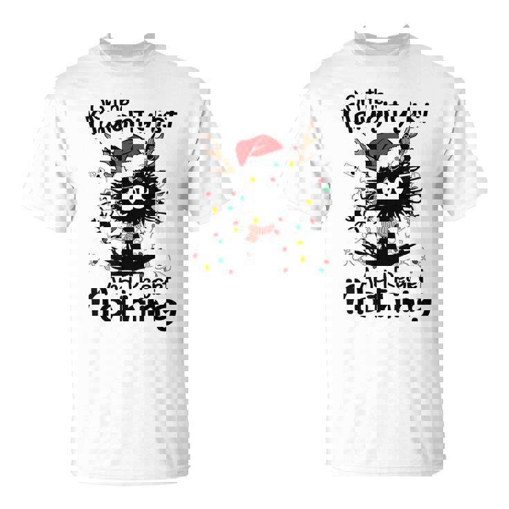 On The Naughty List I Regret Nothing Cat Christmas Lights T-Shirt