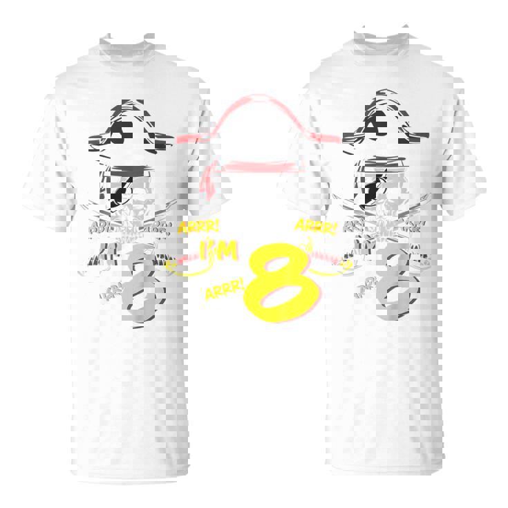 Niños Tengo 8 Cumpleaños Chicos Piratas 8º Cumpleaños Pirata Camiseta unisex