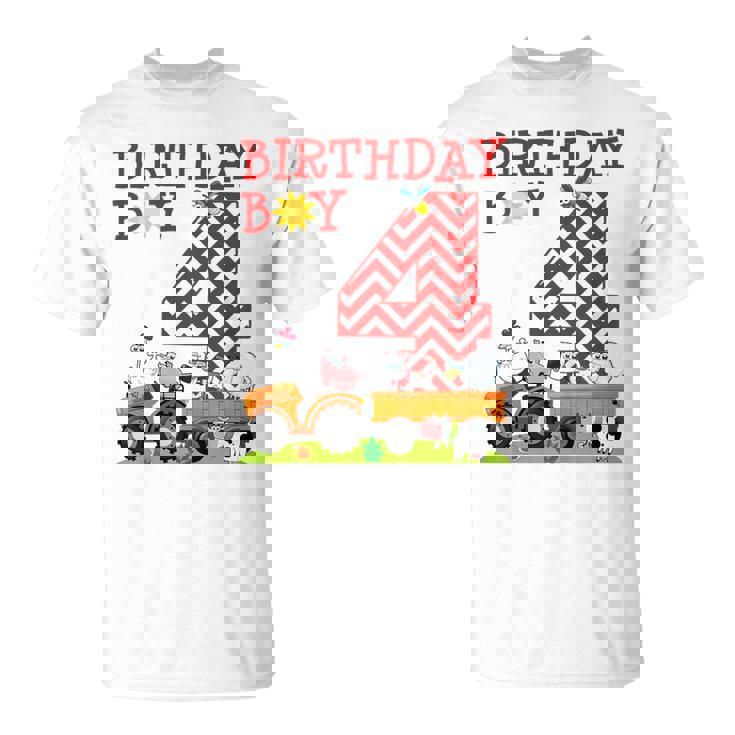 Niños Tractor Farming 4Th Birthday Boy's Camiseta unisex