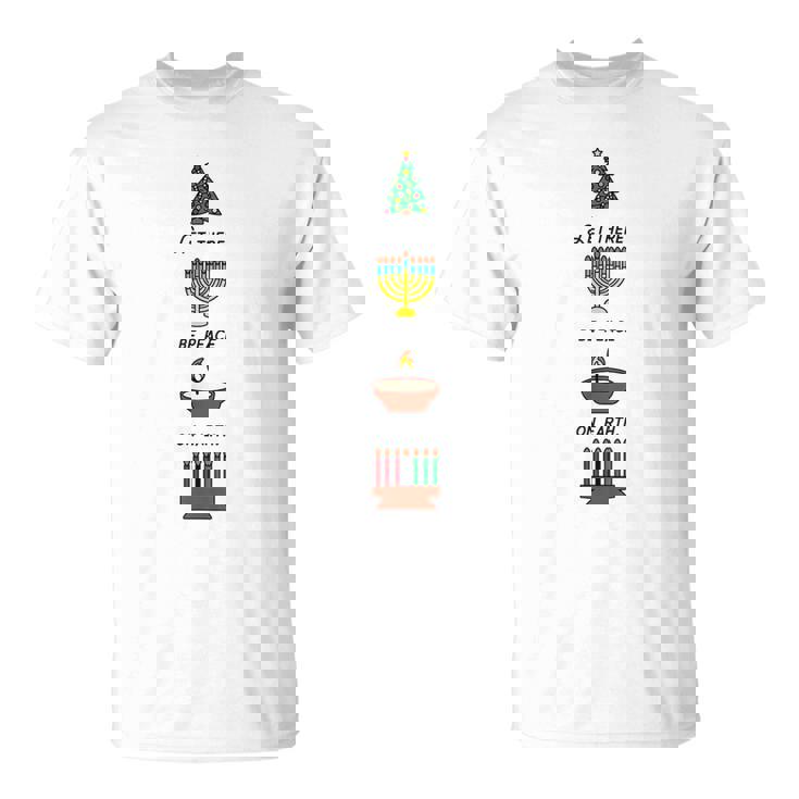Peace On Earth Multicultural Holiday Diversity Symbols T-Shirt