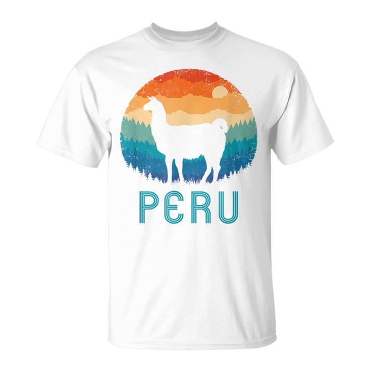 Peru Retro Llamaintage Machu Picchu Alpaca South American T-Shirt