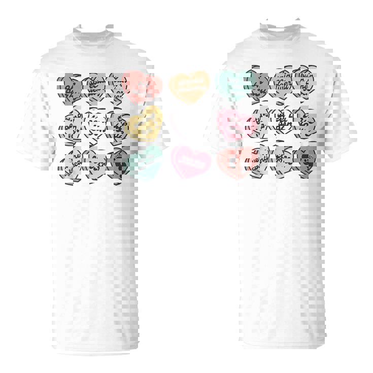 Pregnancy New Mom Candy Heart Cute Valentines Baby Reveal T-Shirt