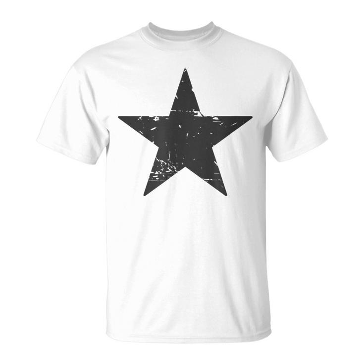 Retro Dark Grey Star Distressed Vintage Minimalist Hipster T-Shirt