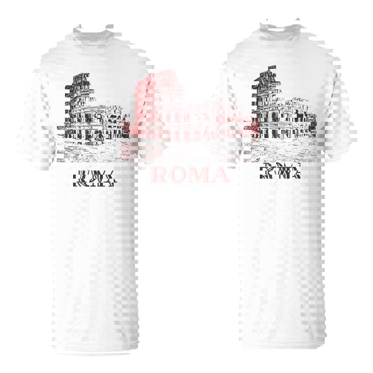 Roma Italia Coliseo Romano Ilustraciónintage Camiseta unisex