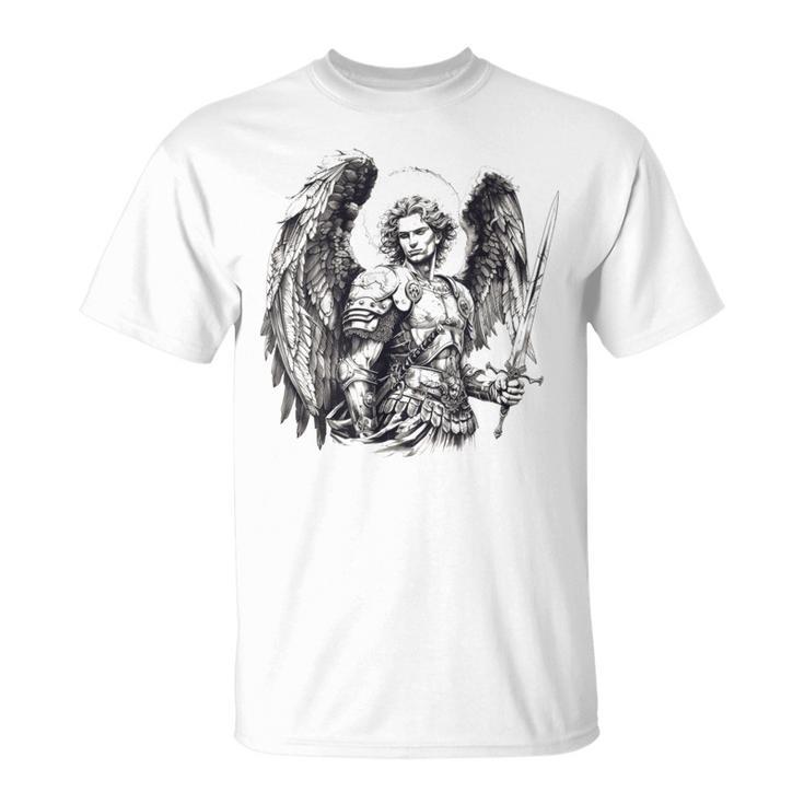 Saint Michael The Archangel Tattoo Style T-Shirt