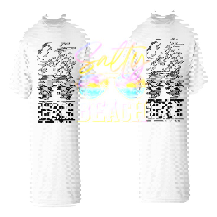 Salty Beach Sunset Sunglasses Summer Vacation Beach Party T-Shirt