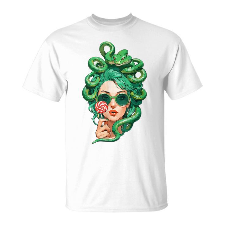 Sunglasses Green Snake Hair Hairstyle Medusa T-Shirt