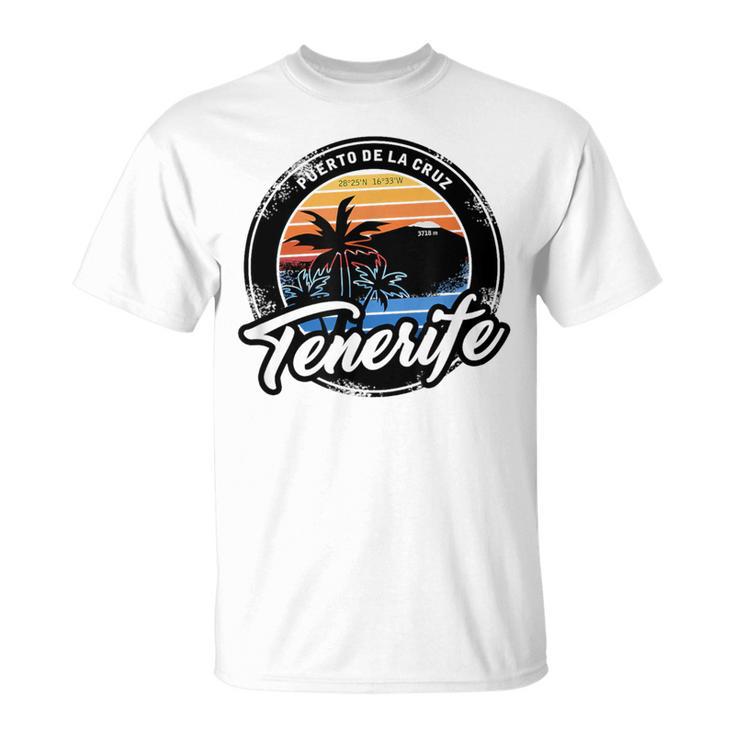 Teneriffa Puerto De La Cruz With Coordinates Gray T-Shirt