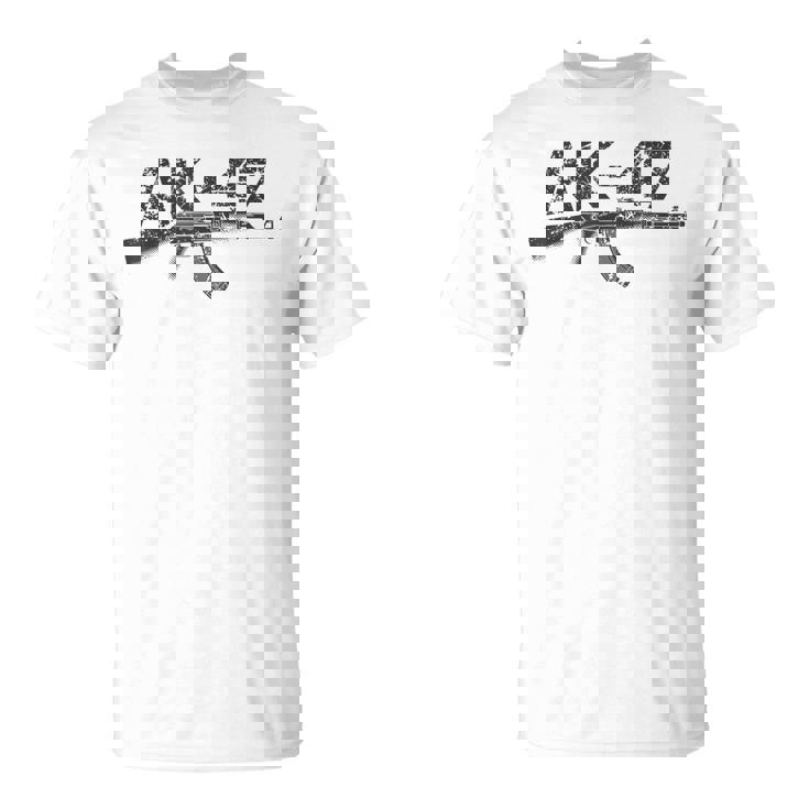 Vintage Ak-47 Rifle Envejecido Camiseta unisex