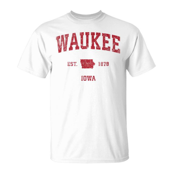 Waukee Iowa Iaintage-Sportdesign Roter Druck T-Shirt