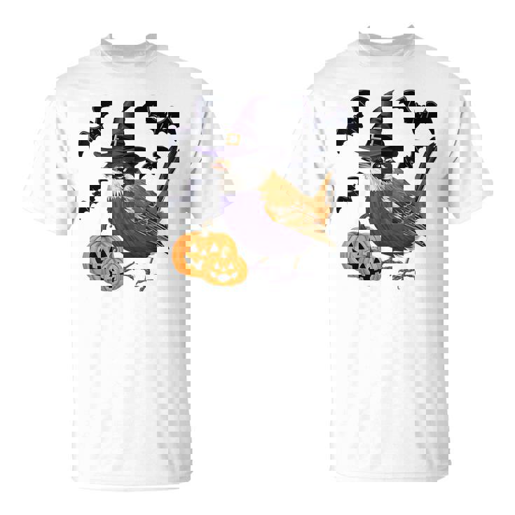 Wren Bird Halloween Costume Scary Pumpkin Bat Witch T-Shirt