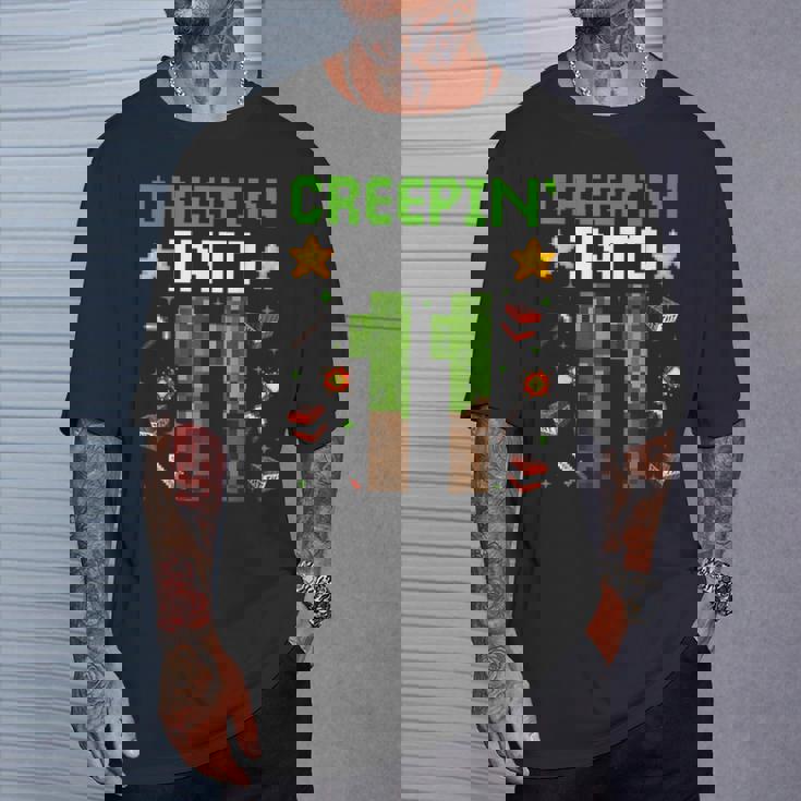 11Th Birthday Gamer Pixel Creepin’ Into 11 Video Game Party T-Shirt Gifts for Him